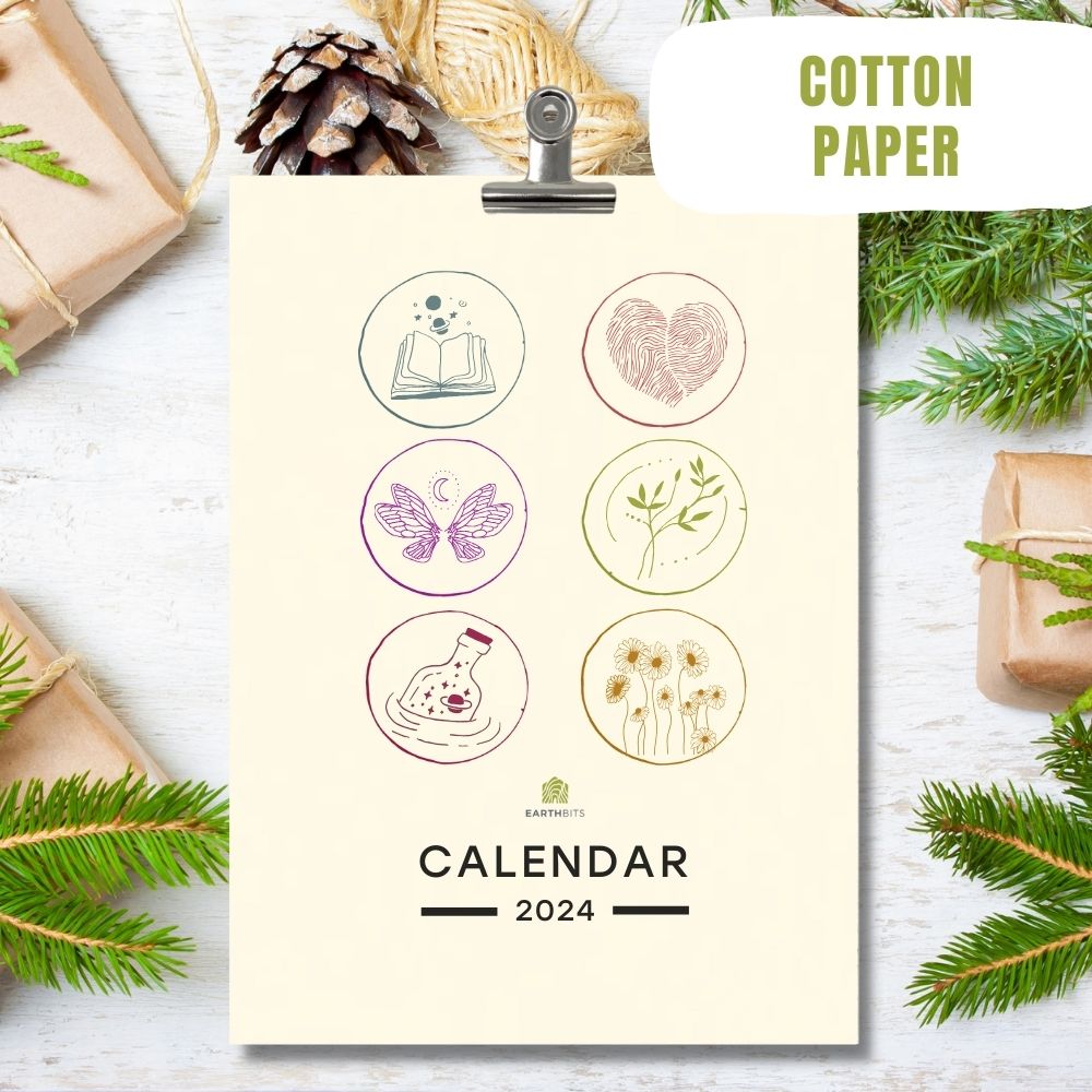 eco calendar 2024 counting days design cotton paper