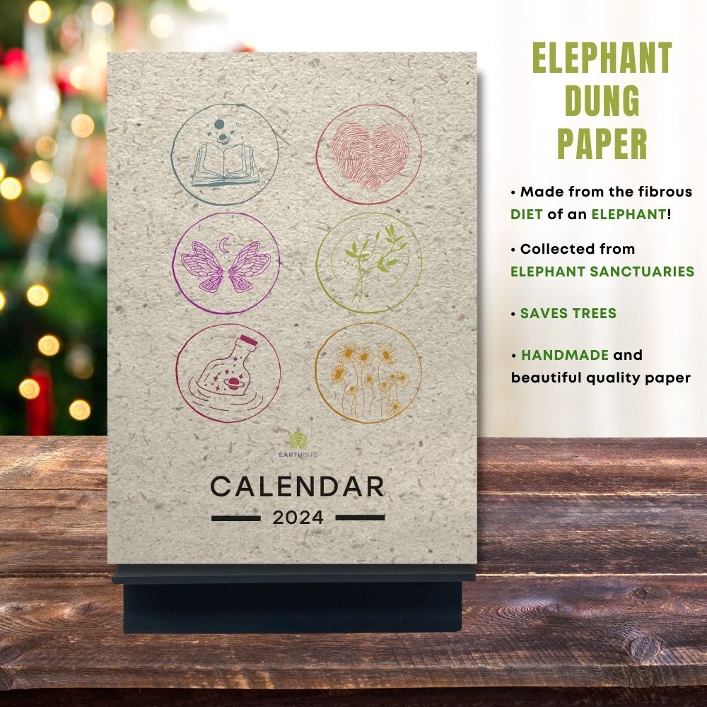 eco calendar 2024 counting days design elephant poo paper