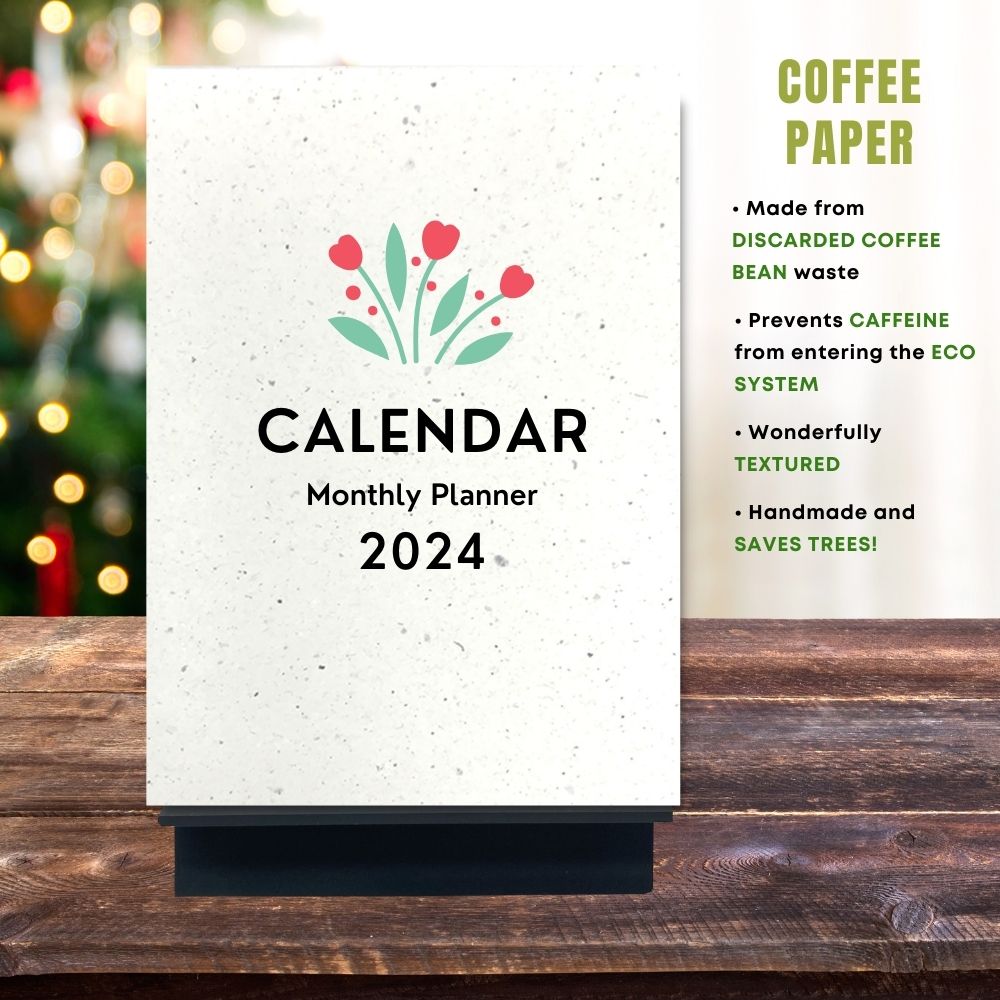 eco calendar 2024 Flowers design coffee paper