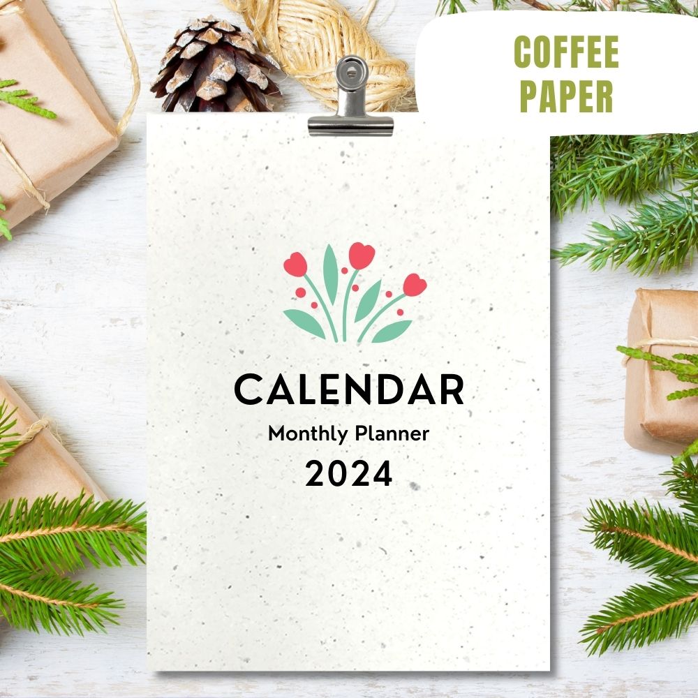 eco calendar 2024 Flowers design coffee paper