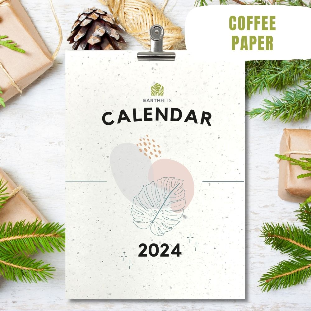 eco friendly calendar 2024 leaves design coffee paper