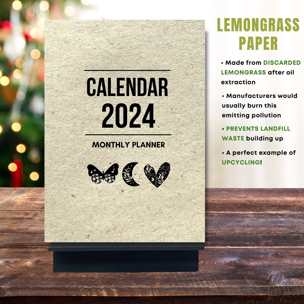 eco calendar 2024 Minimalist design lemongrass paper