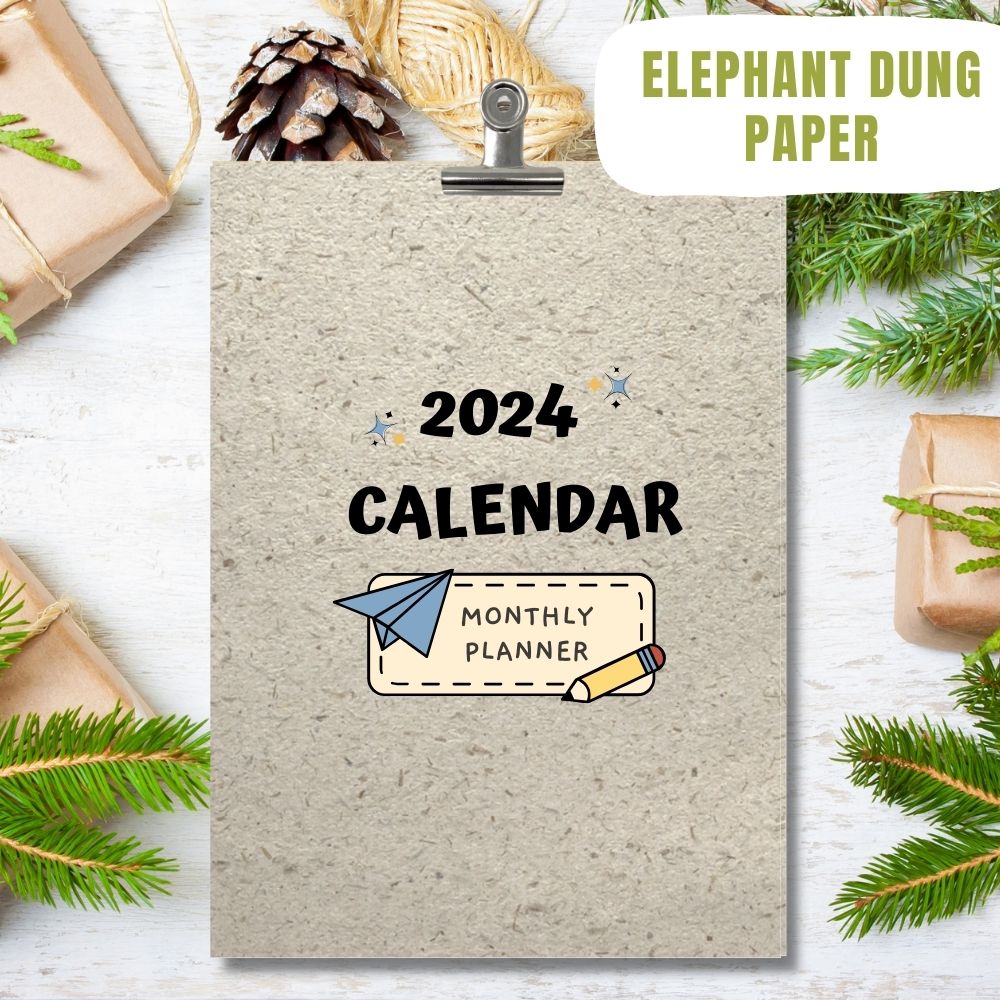 eco calendar 2024 Shapes design elephant poo paper