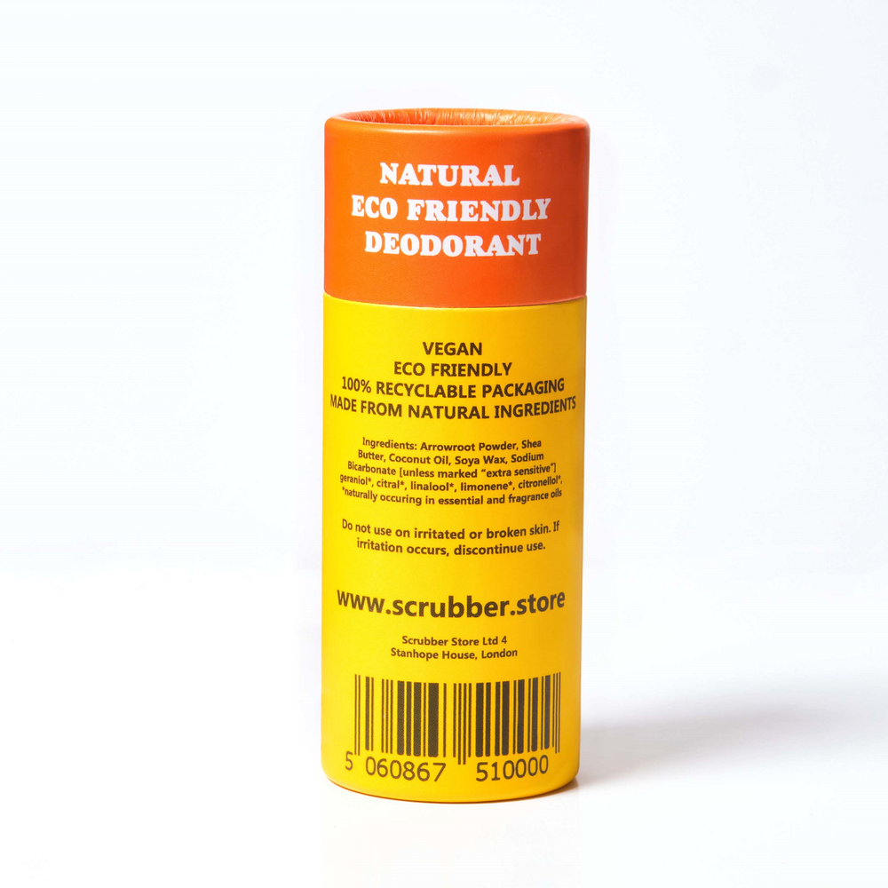 Vegan Deodorant, Natural Deodorant for Extra Sensitive Skin, Grapefruit and Mandarin, Scrubber