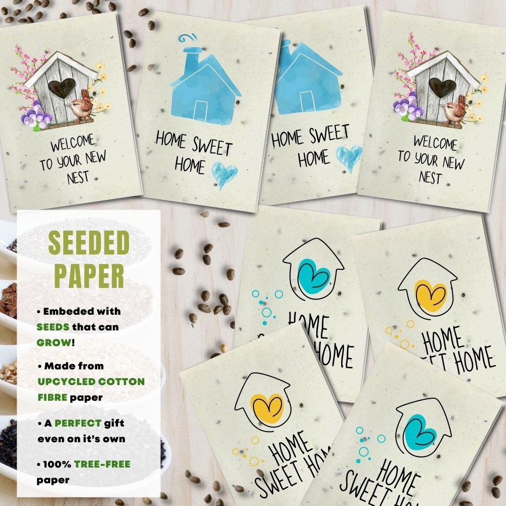 Mixed Pack of 8 New Home Card made with seeded paper