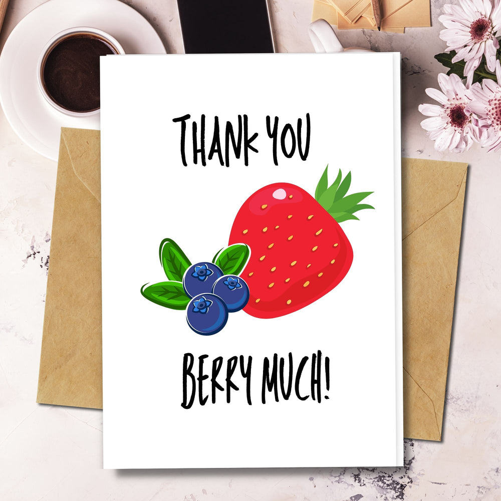 Plastic Free Greeting Card, Thank You Berry Much