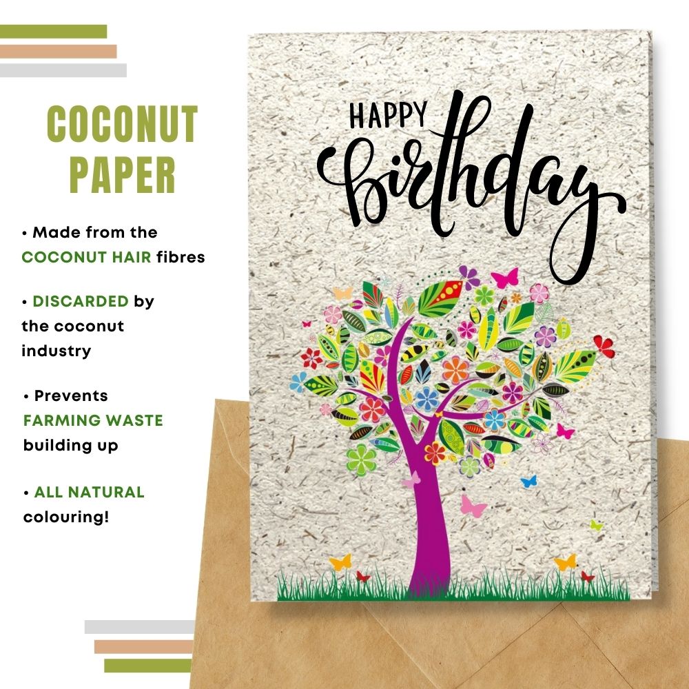 handmade birthday card made with coconut husk