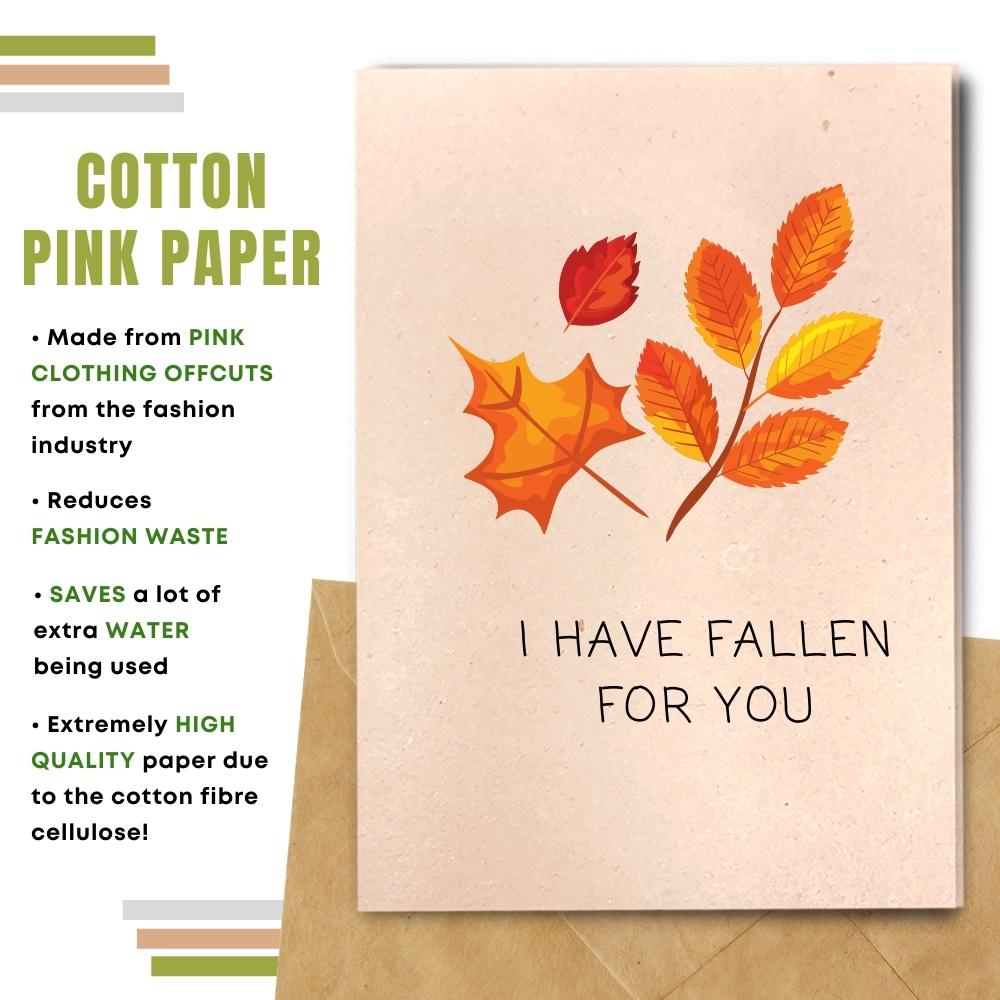 greeting card made with cotton waste pink