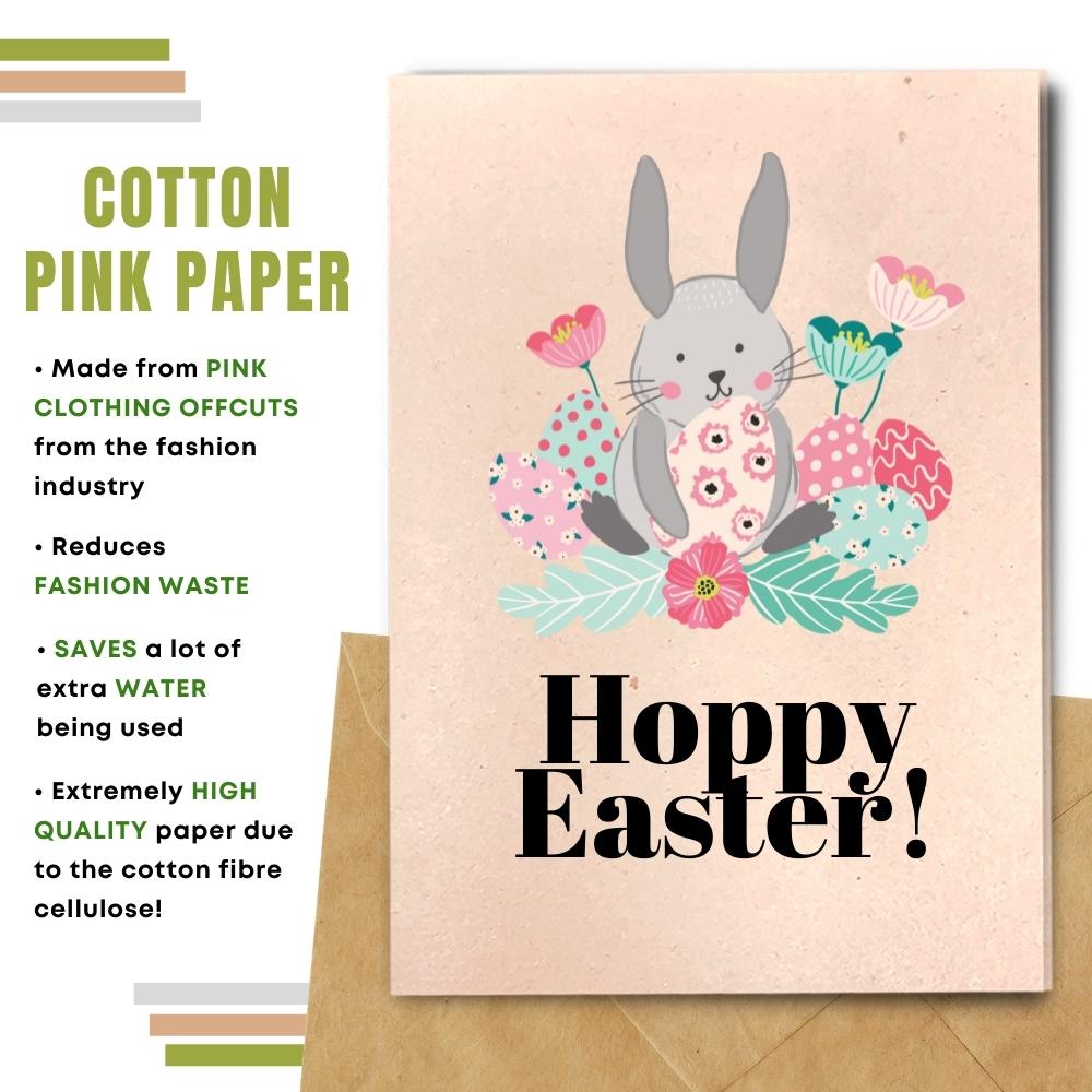 handmade easter card made with cotton waste pink