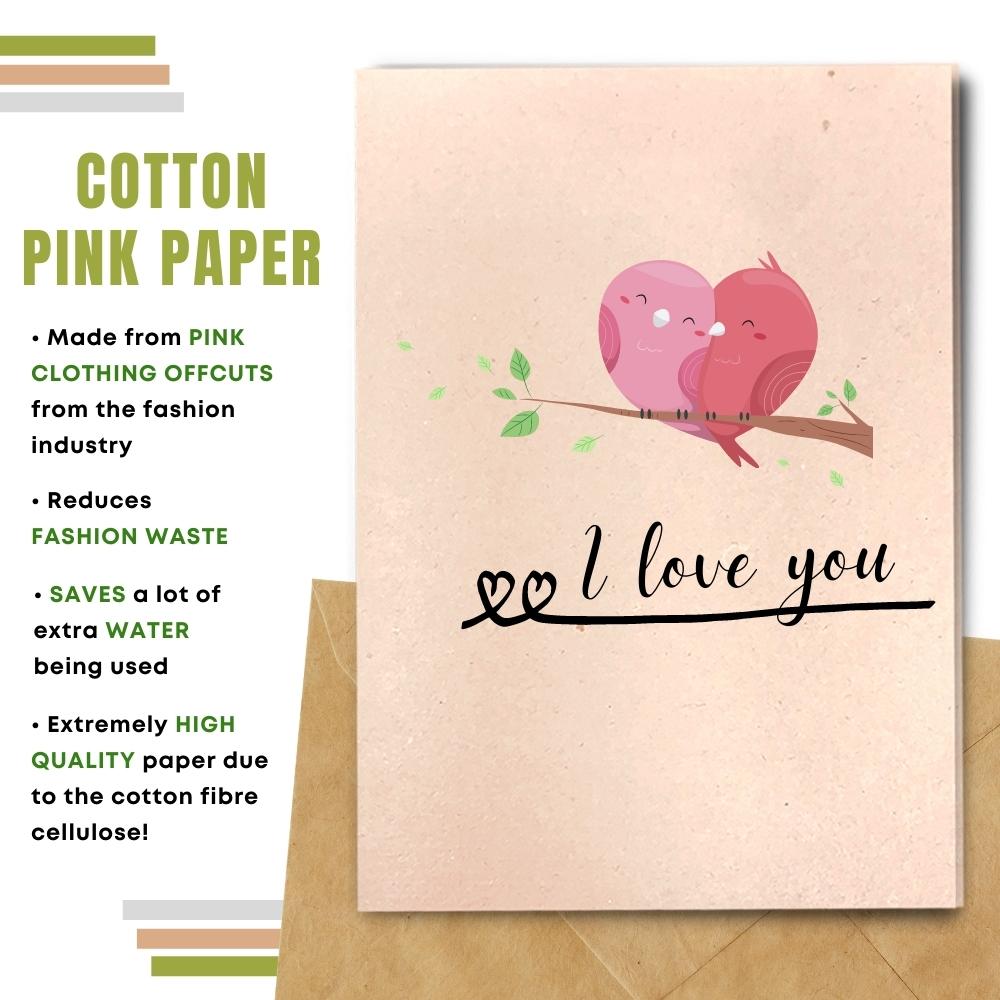 greeting card made with cotton waste pink