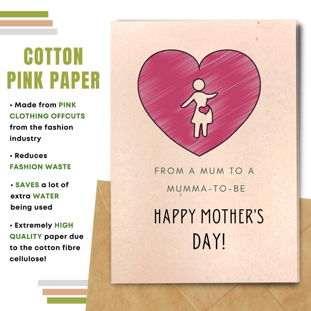 mother&#39;s day card made with cotton waste pink