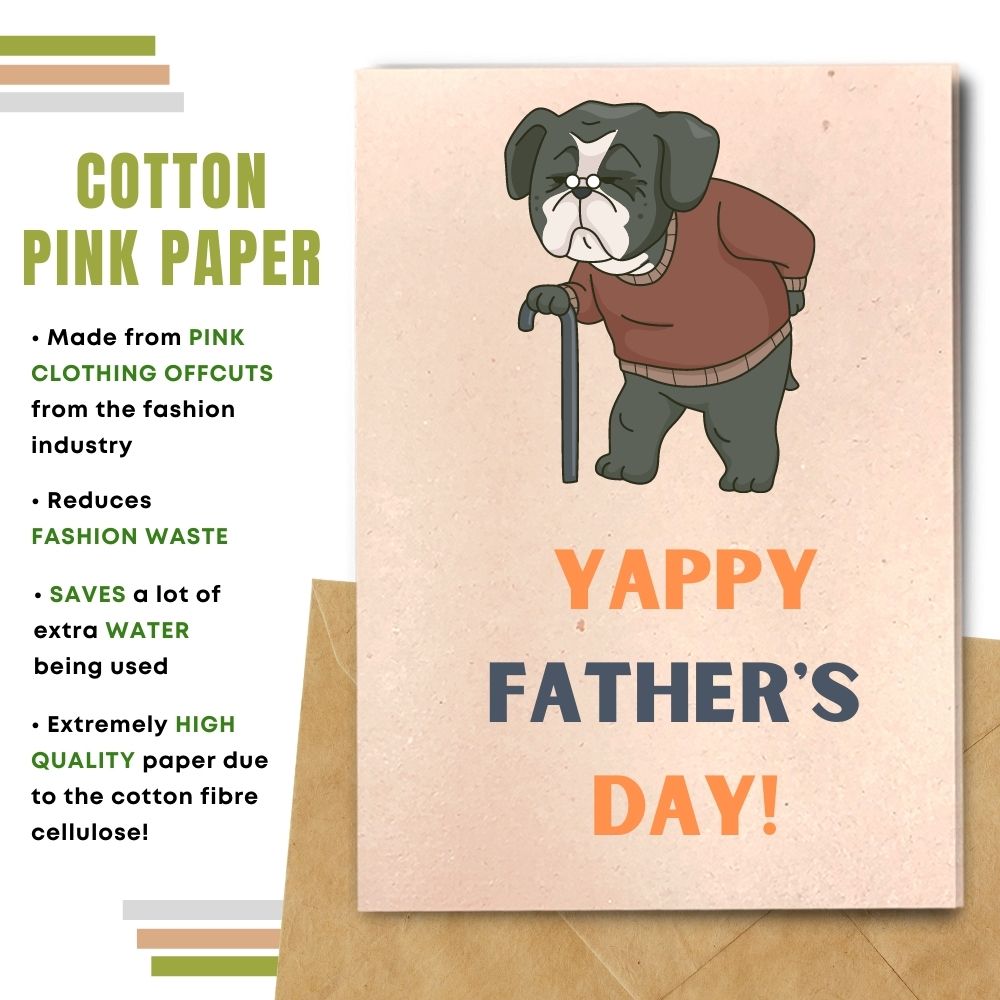 Handmade Father&#39;s day card made with cotton waste pink