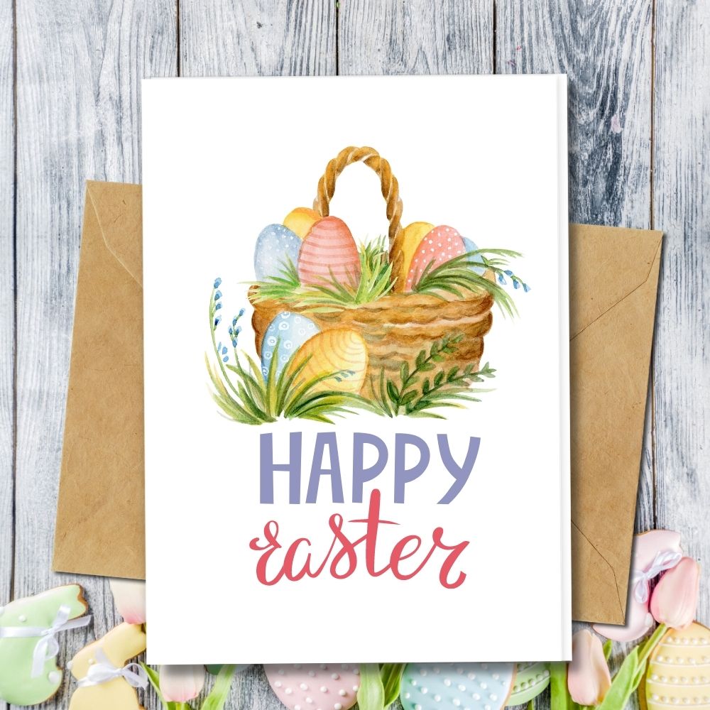 handmade easter cards with easter eggs basket design made of eco friendly papers