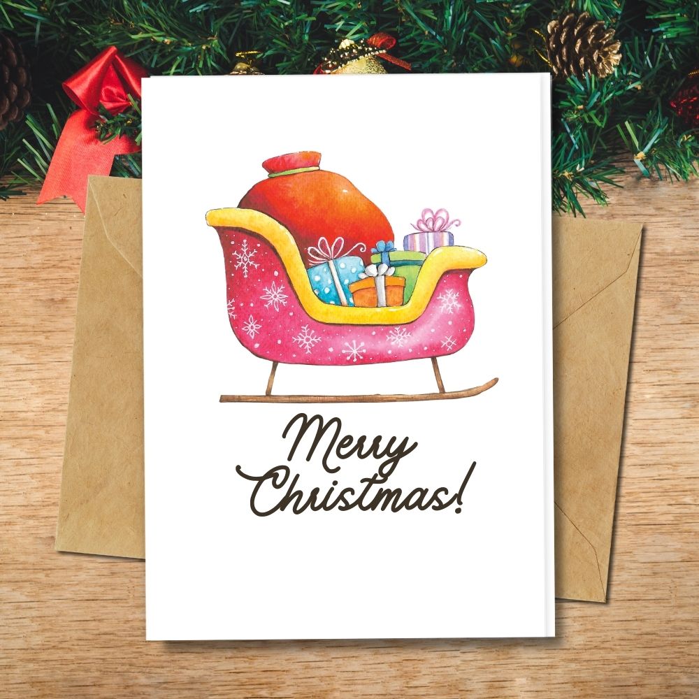 Eco friendly Christmas Card, Handmade Cards, Christmas gifts sleigh