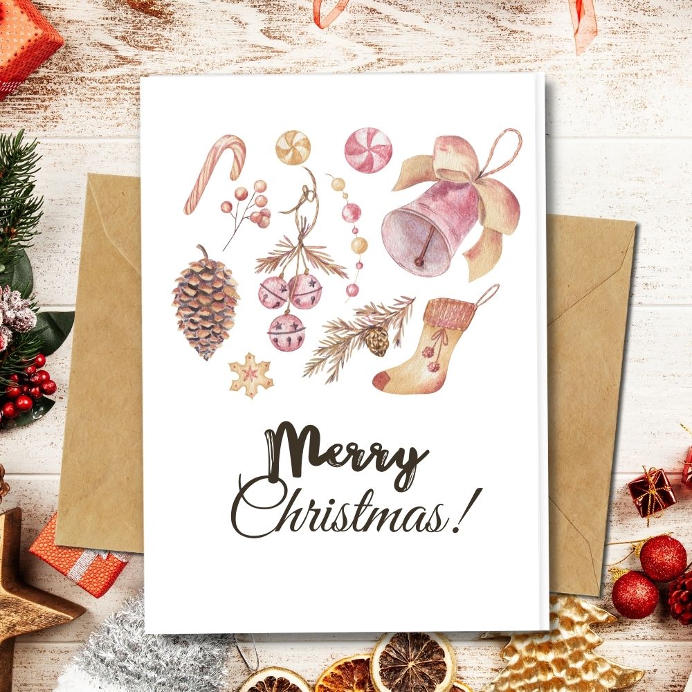 Eco friendly Christmas card pink decorations