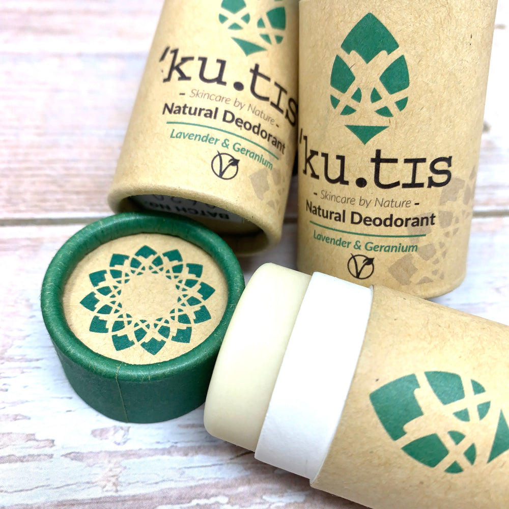 deodorant stick by kutis with lavender and geranium in paper stick