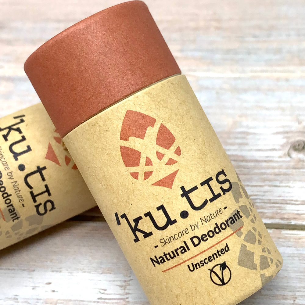 unscented vegan deodorant stick in tube made with push up cardboard fully compostable