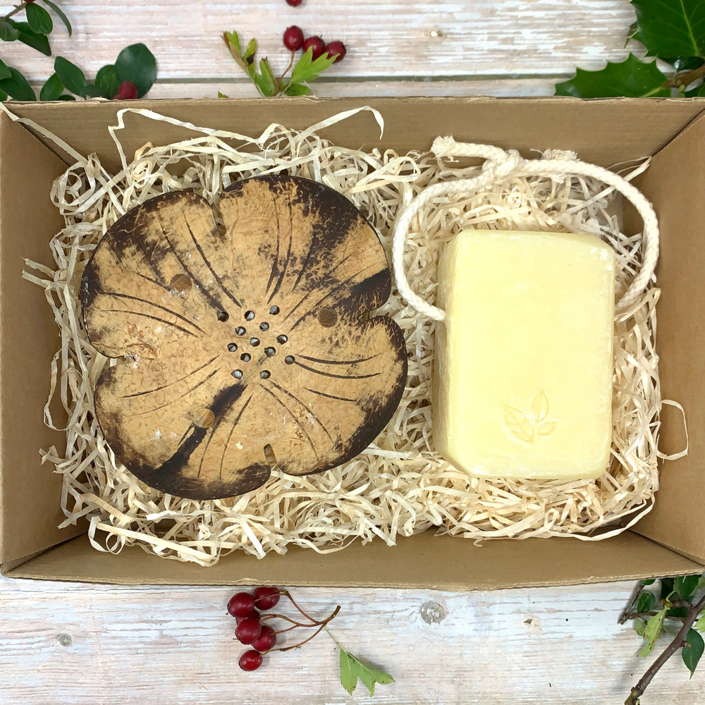 Soap on Rope and Coconut Dish Gift Set