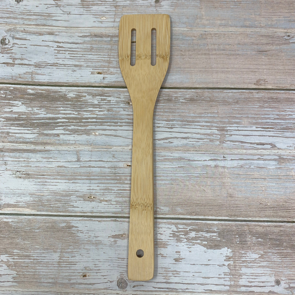 bamboo spatula with slots for fluffy scrambled eggs