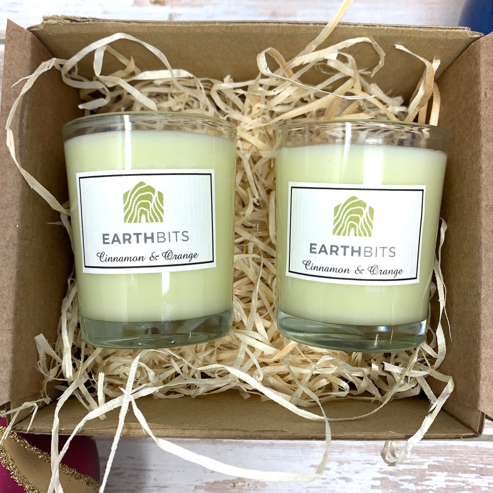 cinnamon orange vegan scented handmade candles with sustainable packaging