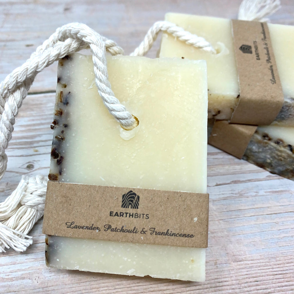 earthbits lavender soap on rope vegan and plastic free
