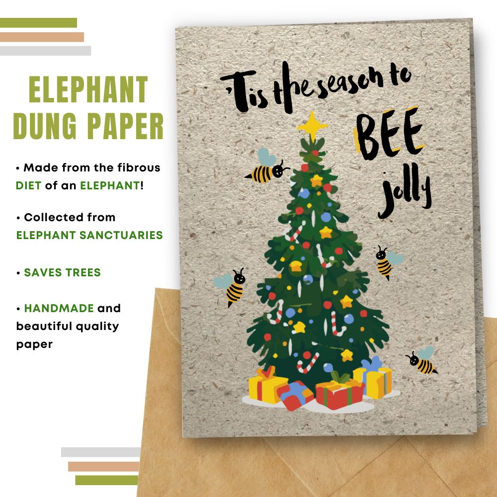 Christmas card made with elephant poo