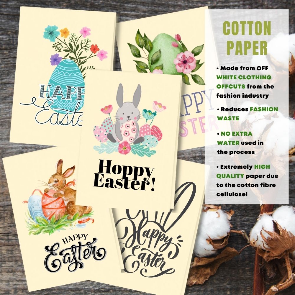 mixed pack of 5 easter cards made with cotton pulp