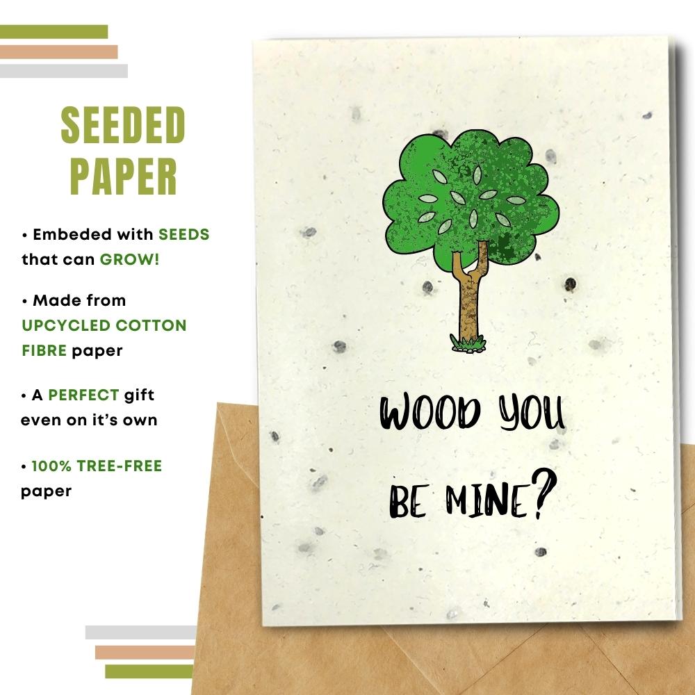 Eco Friendly Greeting Card, Wood you be mine?