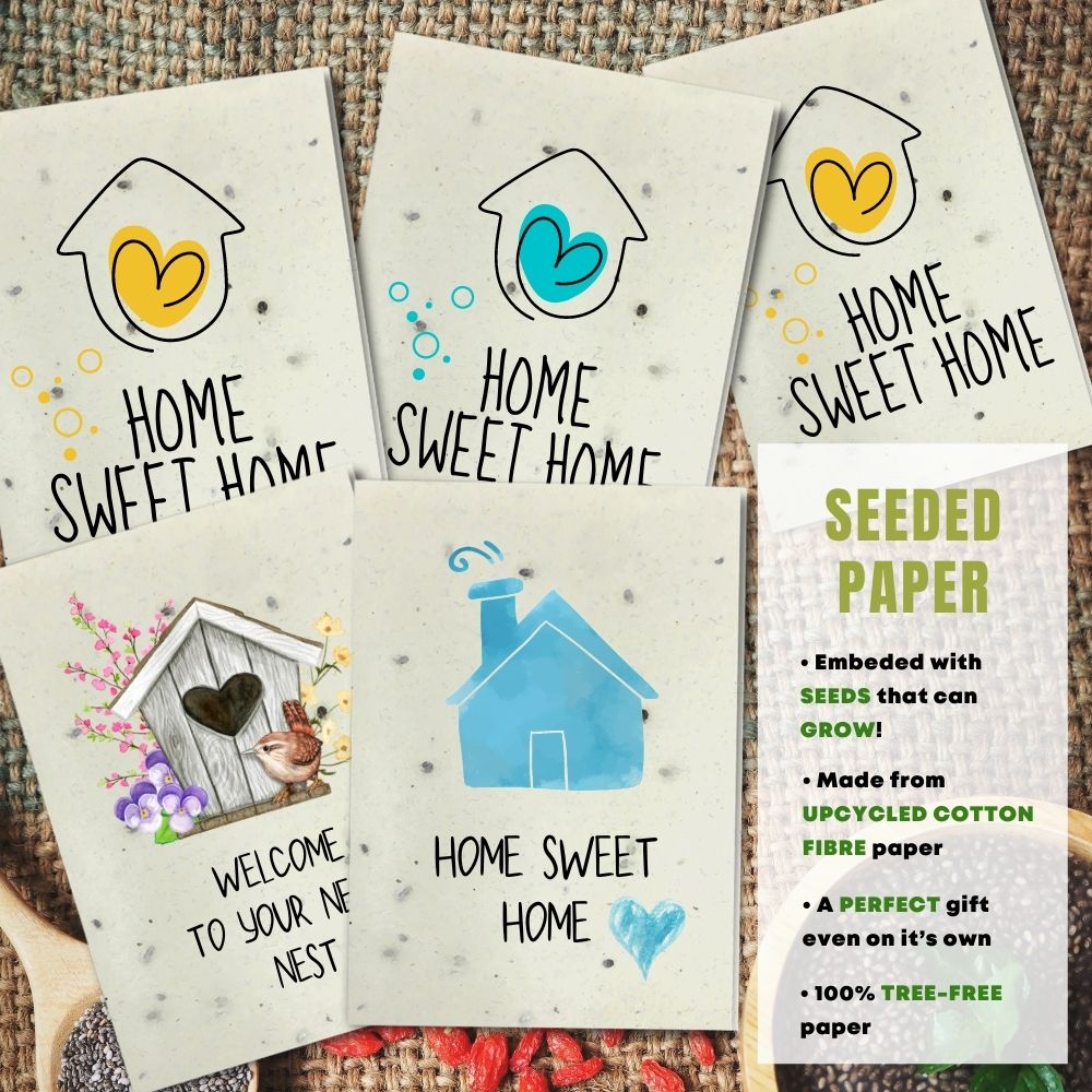 Mixed Pack of 5 New Home Card made with seeded paper