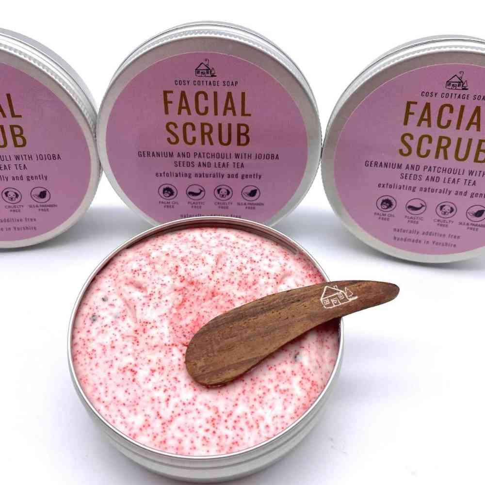 Face Scrub, Natural Exfoliating Facial Scrub, Geranium &amp; Jojoba