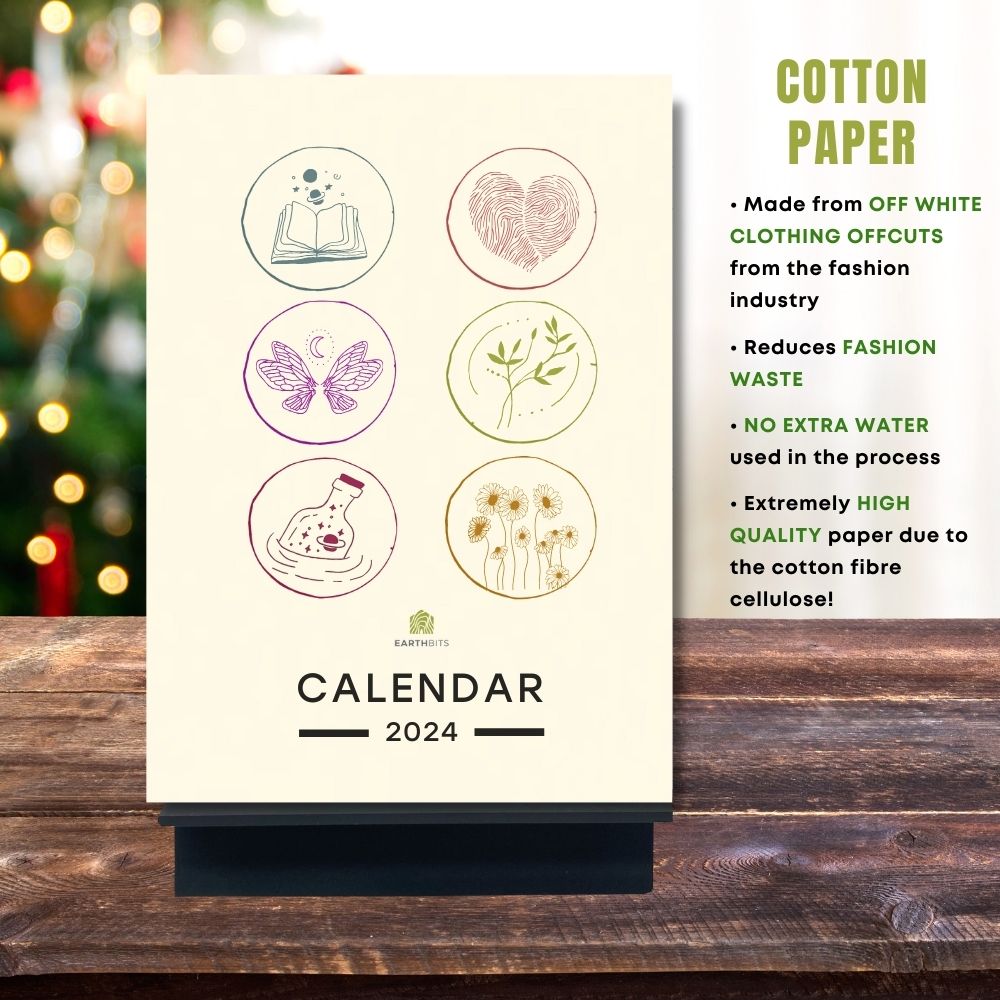eco calendar 2024 counting days design cotton paper