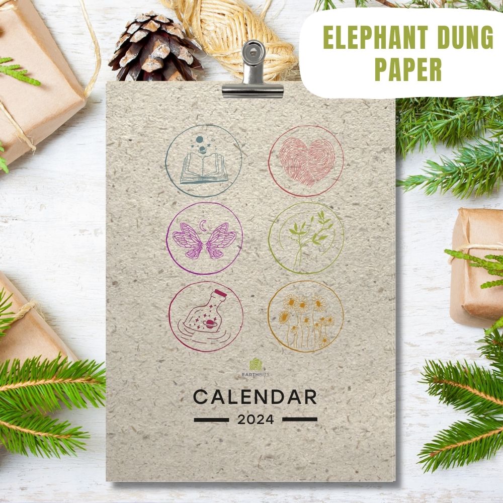 eco calendar 2024 counting days design elephant poo paper