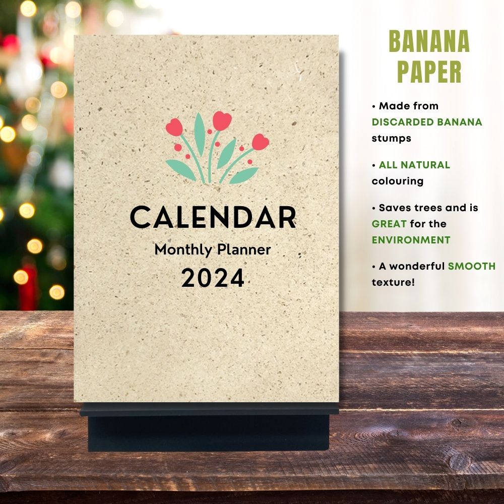 eco calendar 2024 Flowers design banana paper