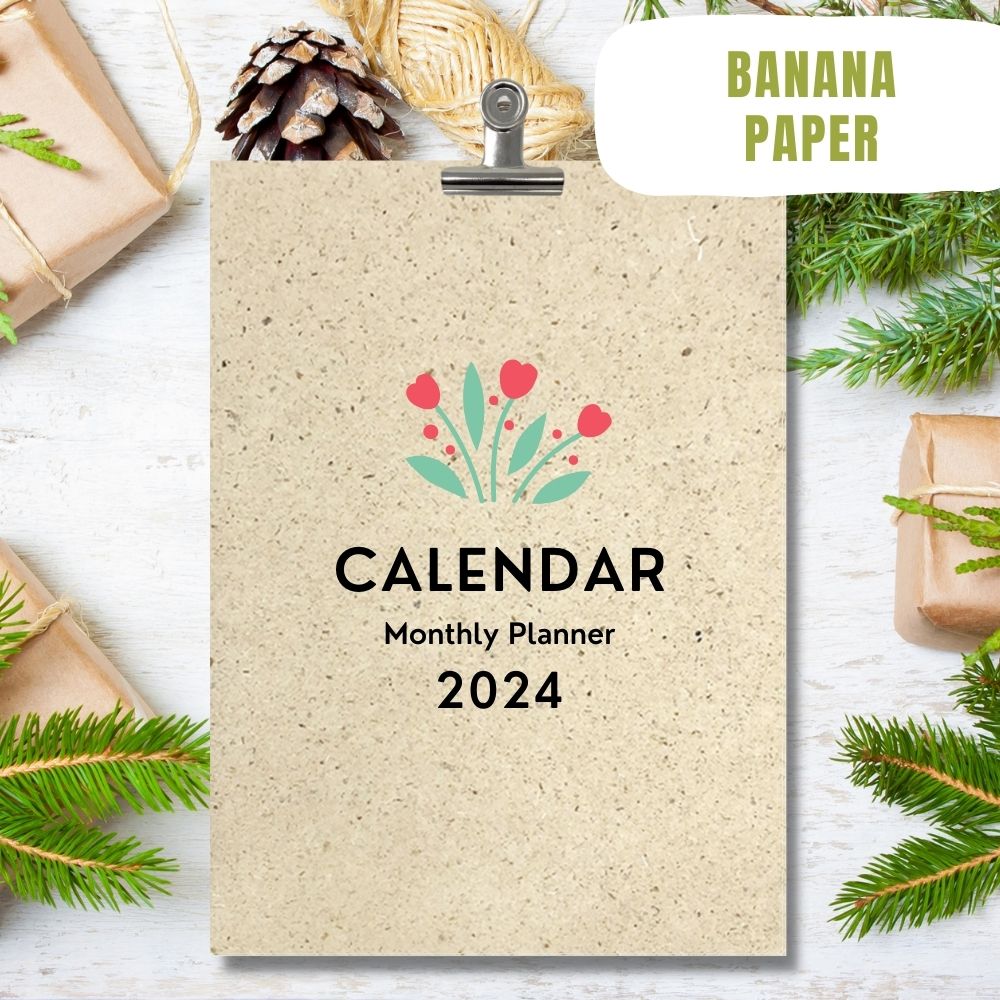 eco calendar 2024 Flowers design banana paper
