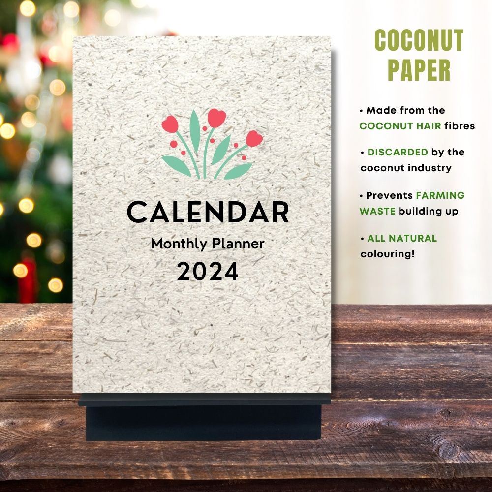 eco calendar 2024 Flowers design coconut paper