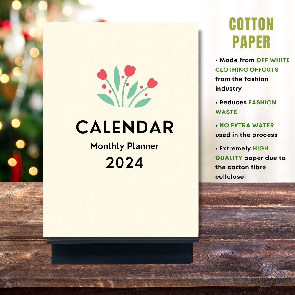 eco calendar 2024 Flowers design cotton paper