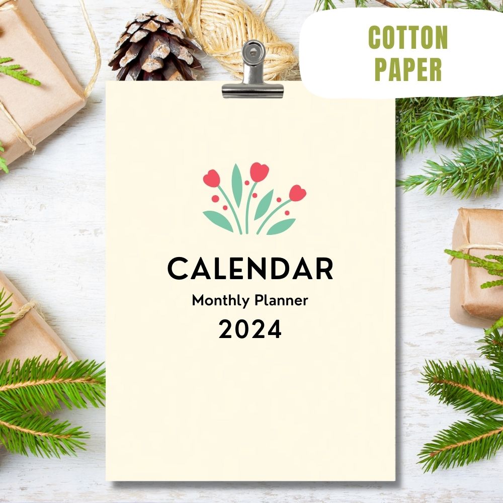 eco calendar 2024 Flowers design cotton paper