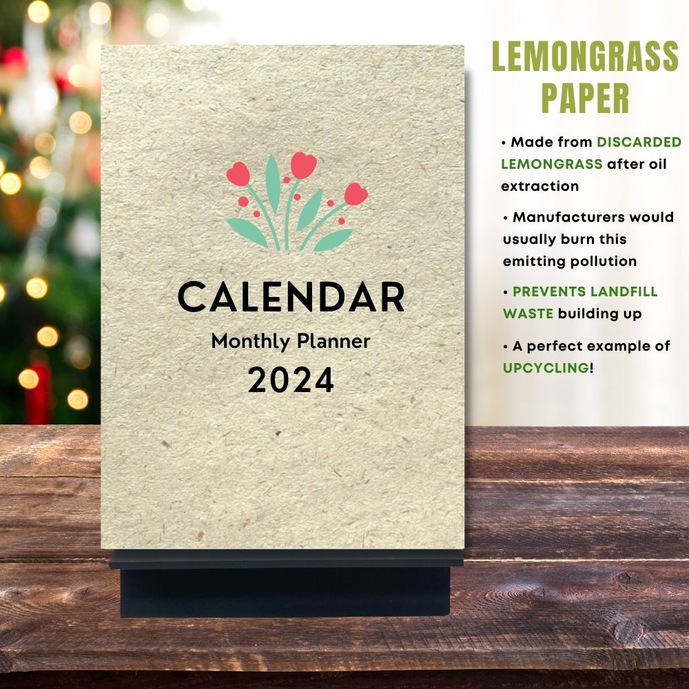eco calendar 2024 Flowers design lemongrass paper