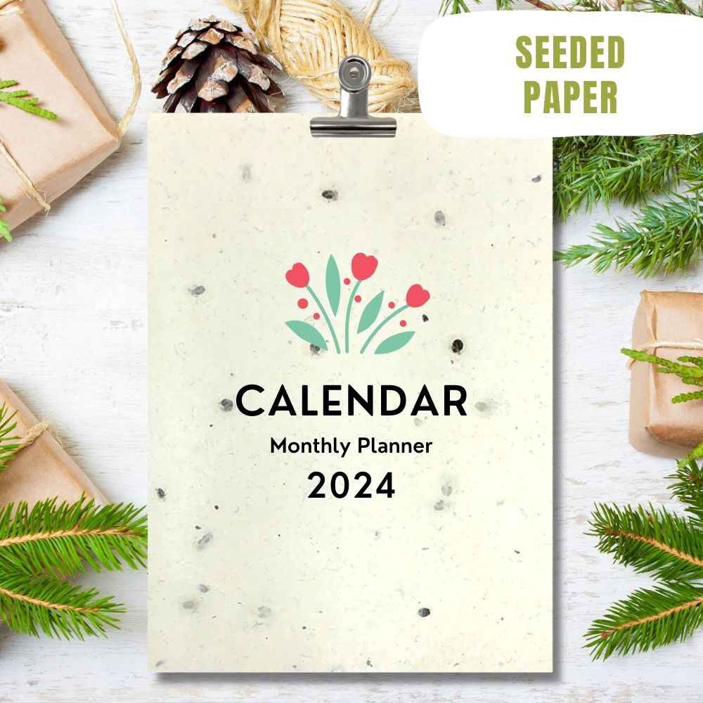 eco calendar 2024 Flowers design seeded paper
