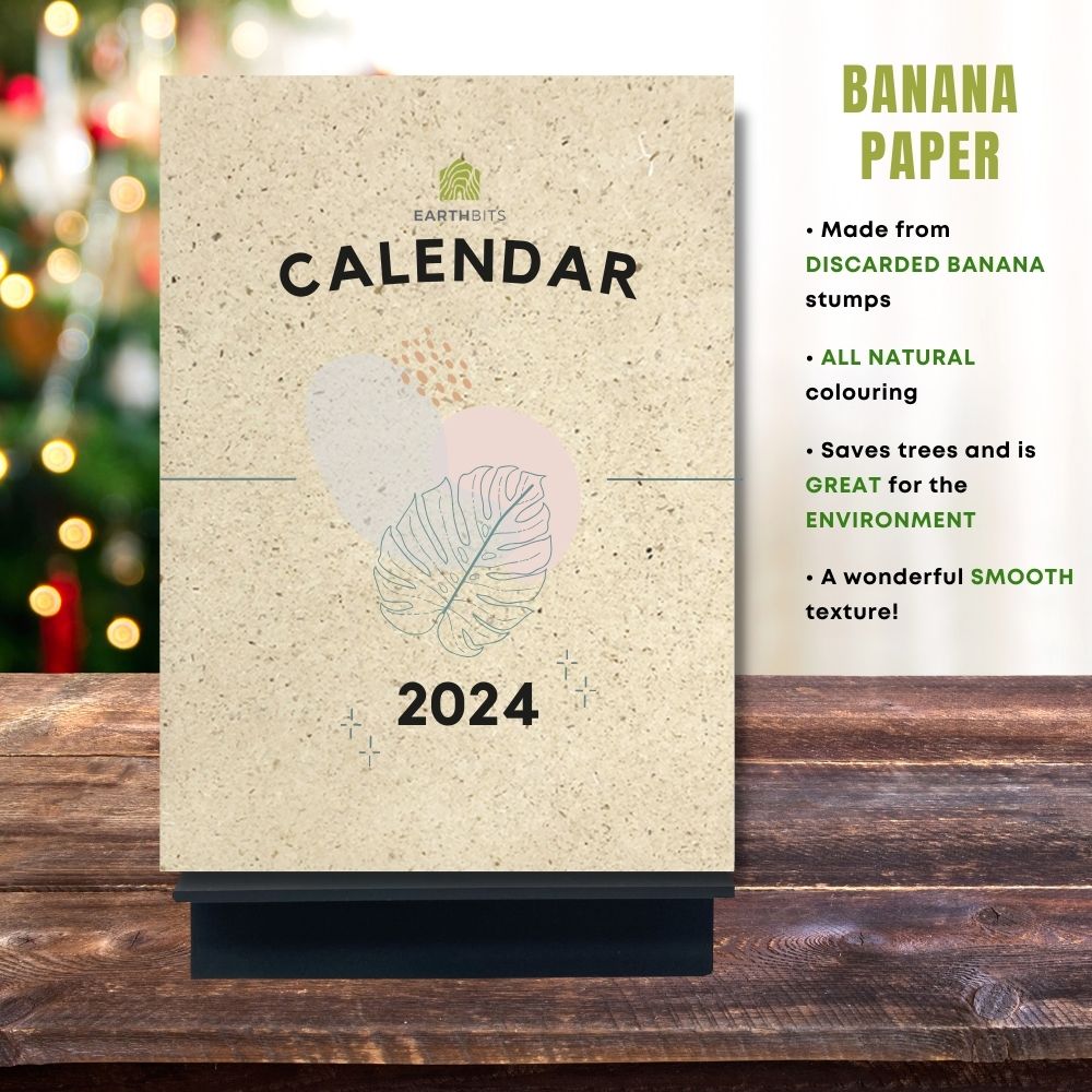 eco calendar 2024 leaves design banana paper