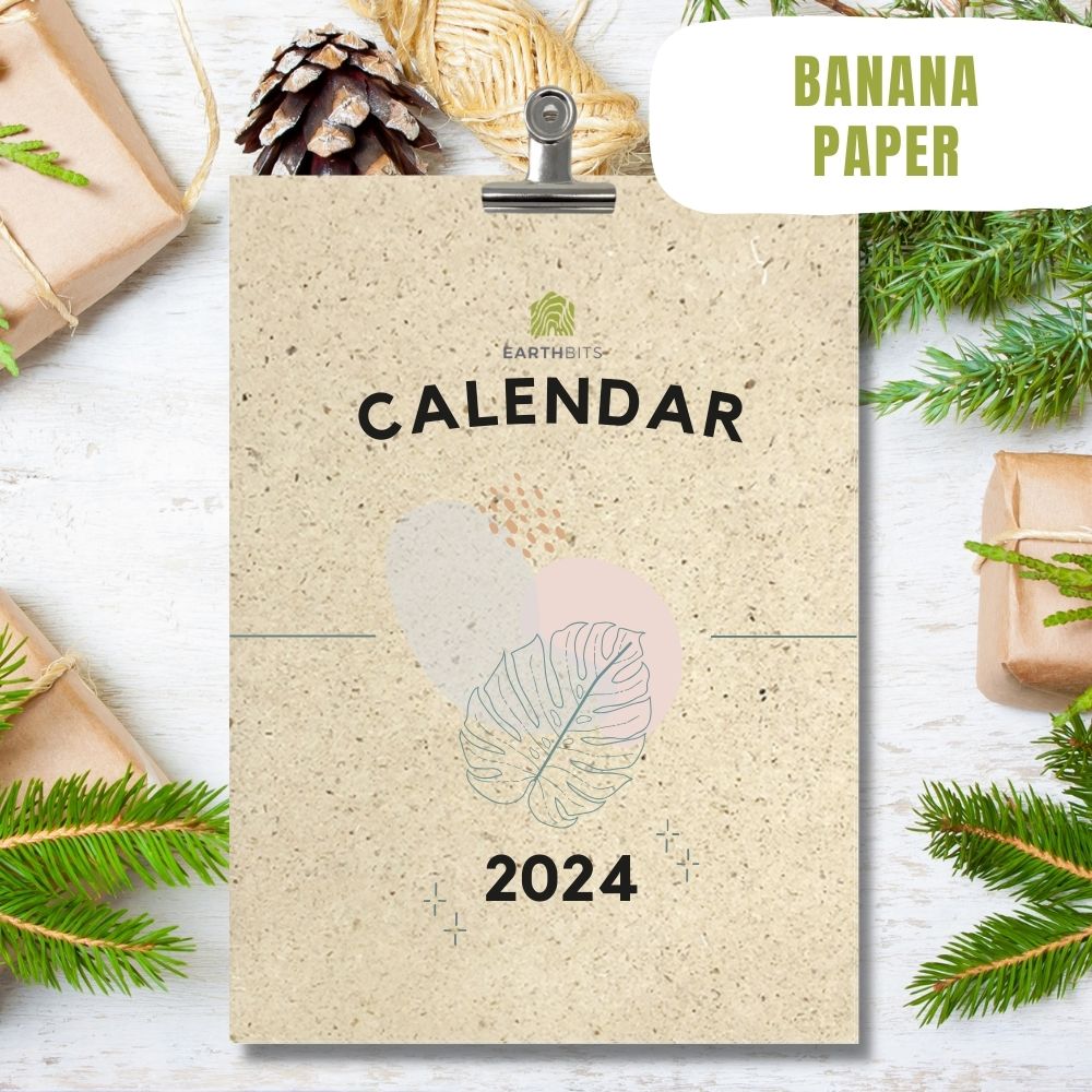 eco calendar 2024 leaves design banana paper