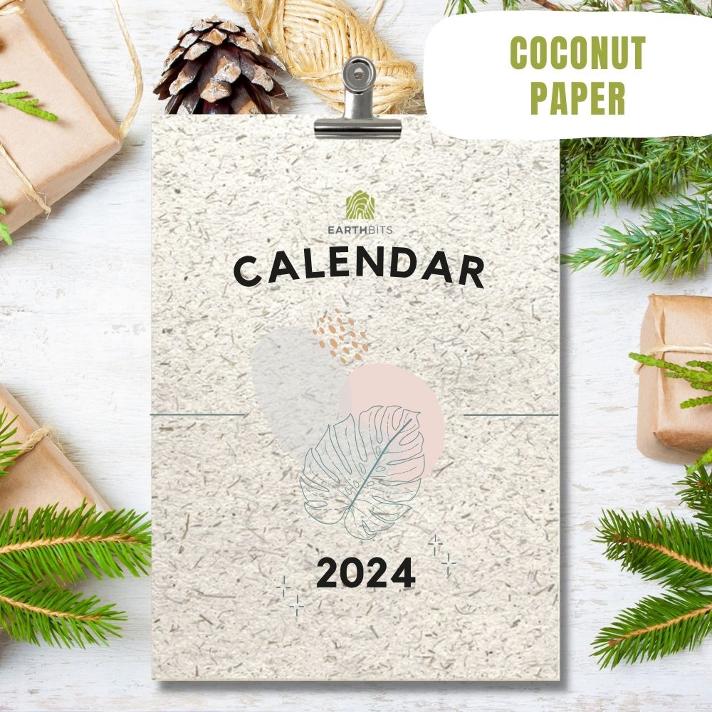 eco calendar 2024 leaves design coconut paper