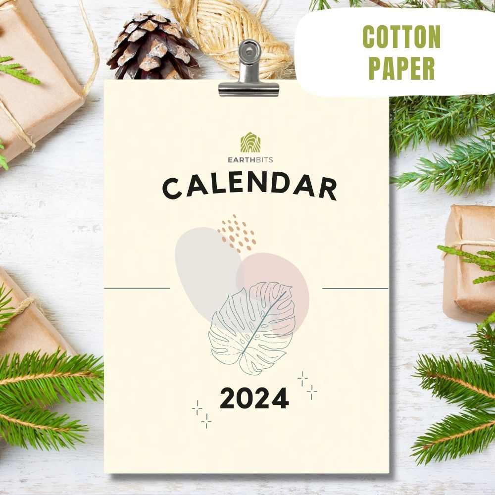 eco calendar 2024 leaves design cotton paper