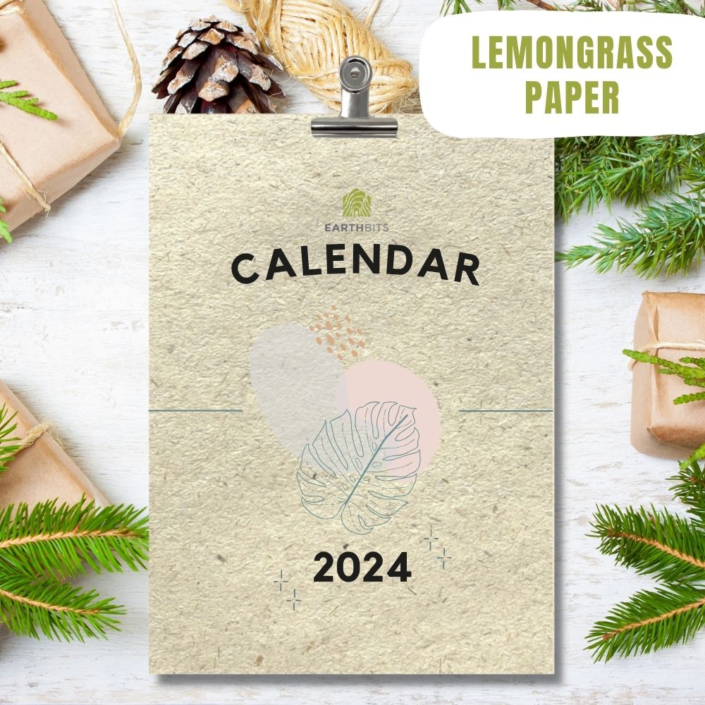eco calendar 2024 leaves design lemongrass paper