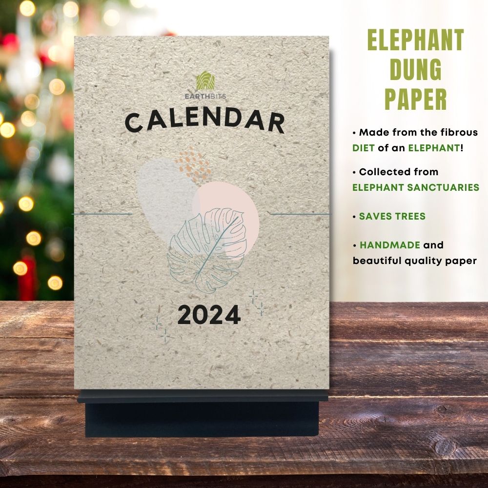 eco calendar 2024 leaves design elephant poo paper