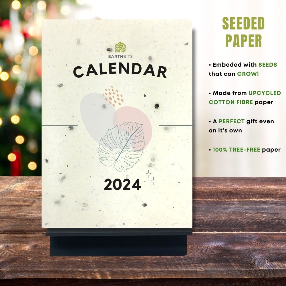 eco calendar 2024 leaves design seeded paper