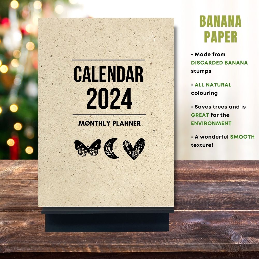 eco calendar 2024 Minimalist design banana paper