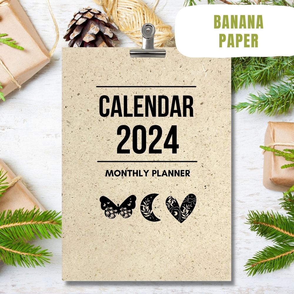 eco calendar 2024 Minimalist design banana paper