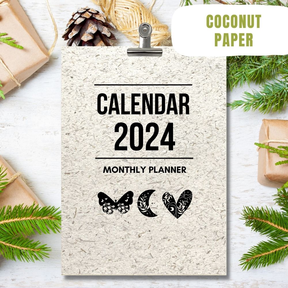 eco calendar 2024 Minimalist design coconut paper