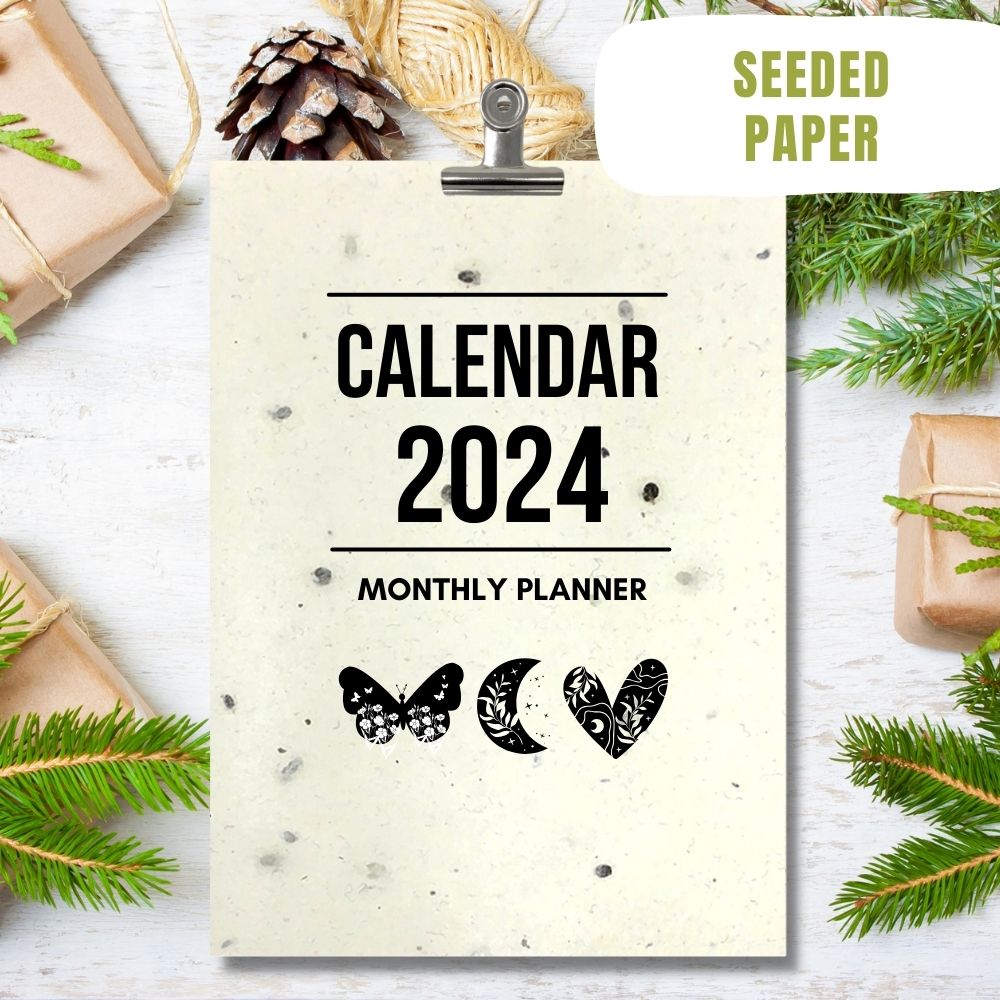 eco calendar 2024 Minimalist design seeded paper